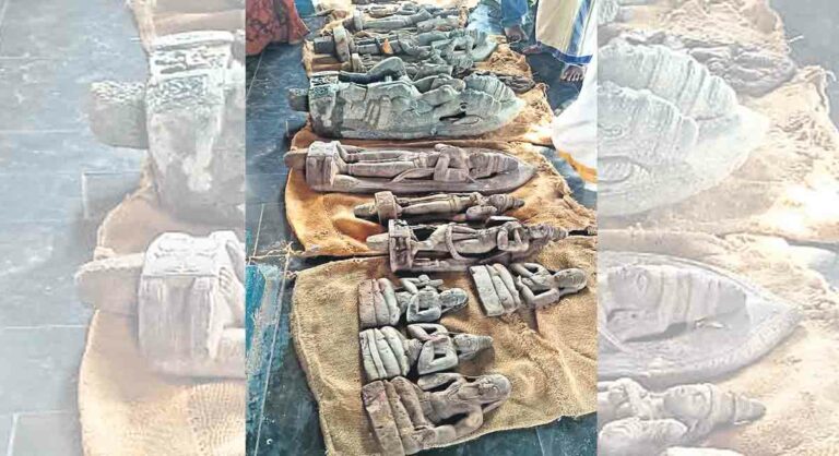 Suryapet: 18 ancient idols unearthed at Munagala